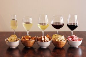 Decadent snacks with wine