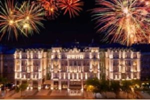 Fireworks above Corinthia Hotel Budapest