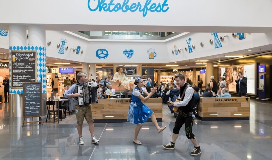 Everything in White-and-Blue:  Frankfurt Airport Is Celebrating Oktoberfest