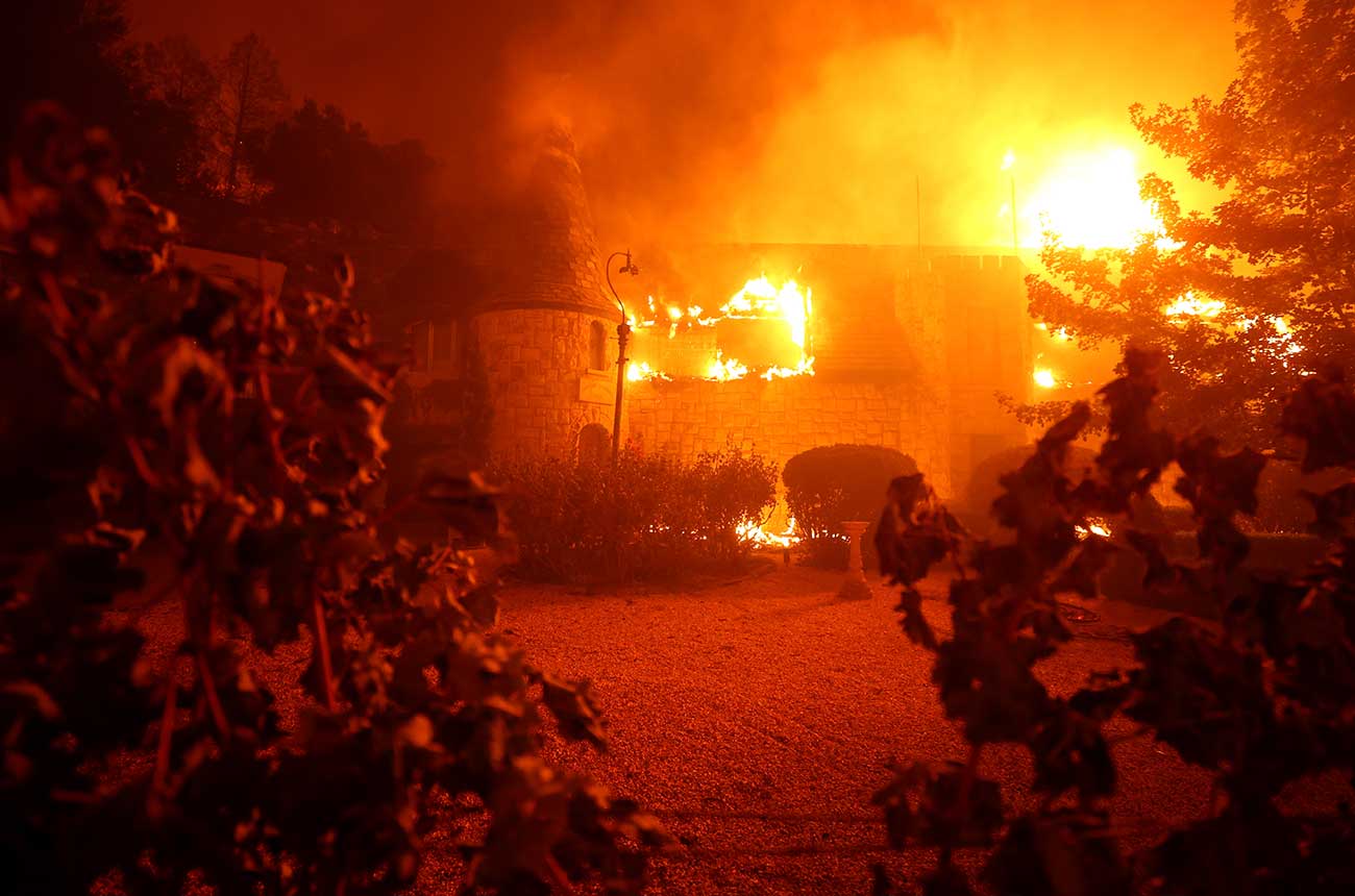 Wildfire forces evacuations in Napa Valley wine country